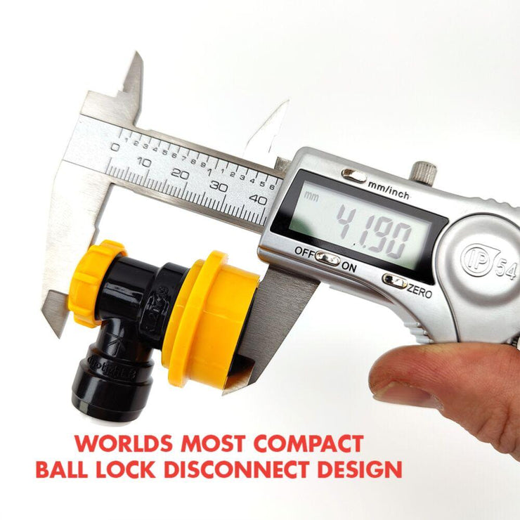 Duotight 8mm (5/16") x Ball Lock Disconnect (Black + Yellow/Liquid)) - Three Chins Brewing