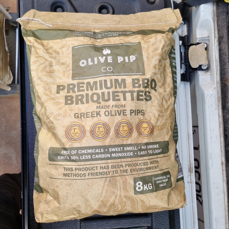 Olive Pip Premium BBQ Briquettes 8kg - Three Chins Brewing